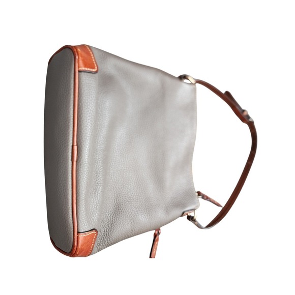 Dooney Bourke Pebble Leather Handbag Shoulder Bag‎ Gray Brown Trim - Picture 5 of 13
